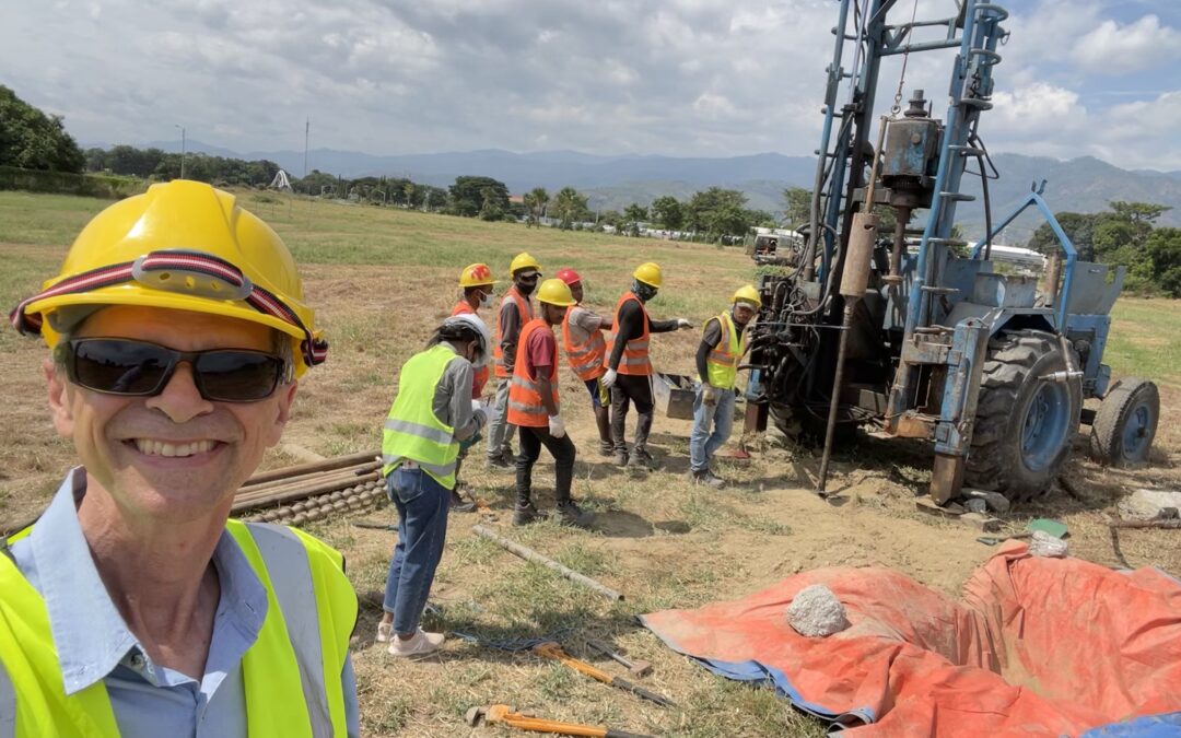 Gavin Blakey with the local Timorese crew drilling boreholes as part of the Dili Airport Redevelopment Feasibility Study.